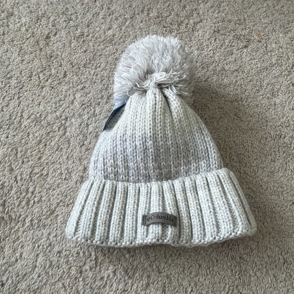 Columbia Winter Blur II Beanie Knit Lined Pom Pom Gray One Size Unisex